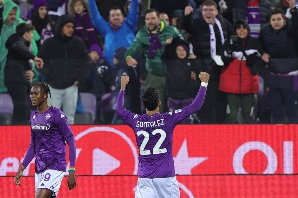 Nicolás González le dio la victoria a la Fiorentina ante el Sassuolo con su gol sobre la hora el pasado siete de enero. Getty Images.