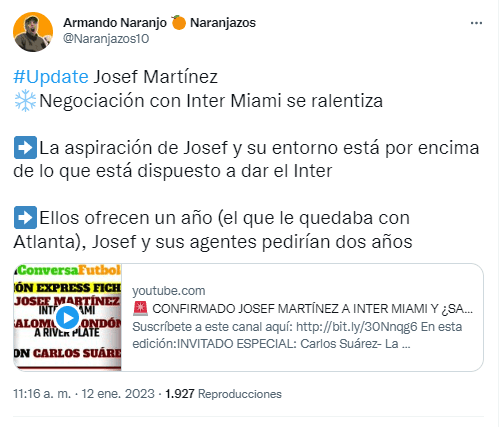 Fuente: Twitter Armando Naranjo (@Naranjazos10)