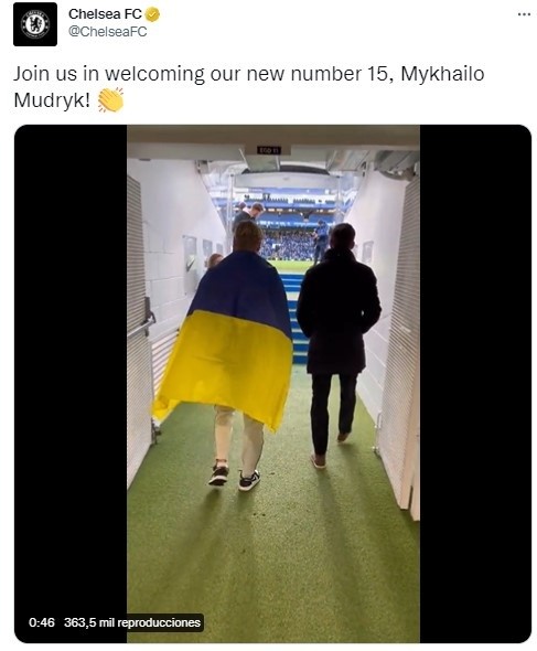 La presentación del Chelsea a Mykhaylo Mudryk en Stamford Bridge.