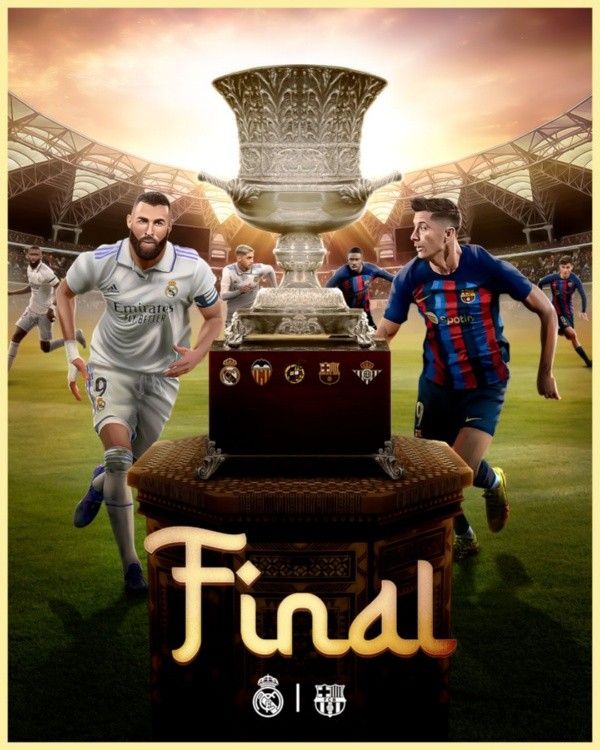 Real Madrid y Barcelona se enfrentarán en la Final de la Supercopa de España este domingo desde las 20:00 horas (ESP). @RealMadrid