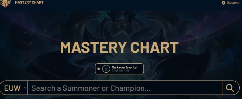 Página principal del Mastery Chart LOL