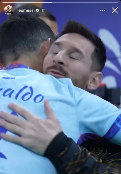 Lionel Messi compartió en redes sociales el abrazo que estrechó con Cristiano Ronaldo. Instagram