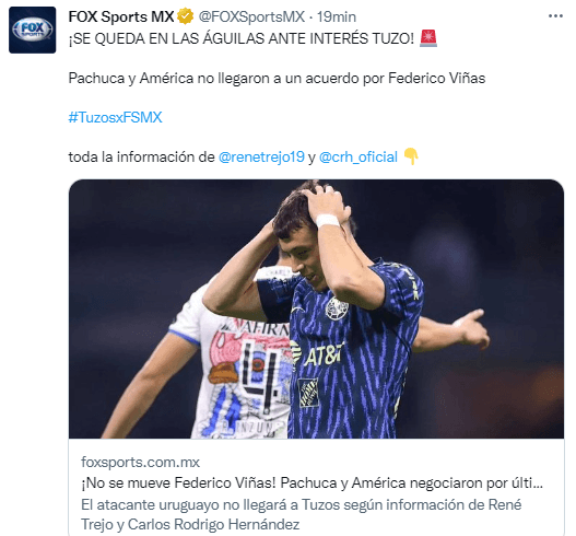 La definición sobre Viñas. (@FoxSportsMX)