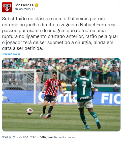 Fuente: Twitter Oficial Sao Paulo (@SaoPauloFC)