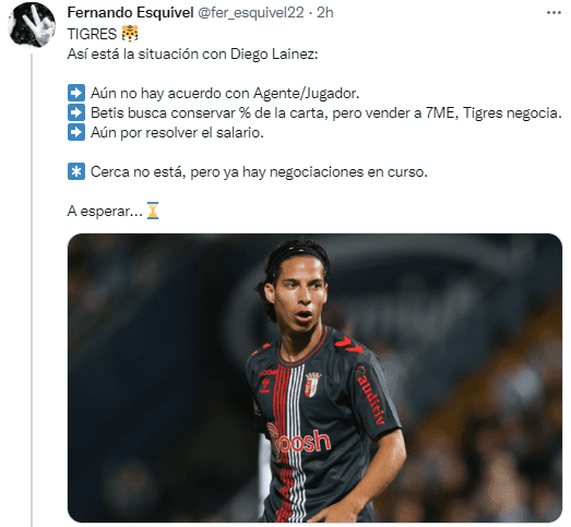 Así está lo de Lainez. (@Fer_Esquivel22)