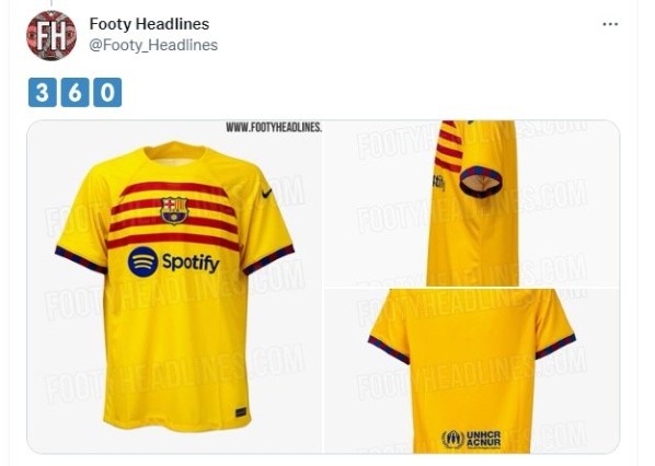 Uniforme de Barcelona. Twitter.
