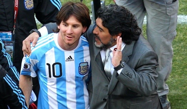 Lionel Messi y Diego Armando Maradona: Getty