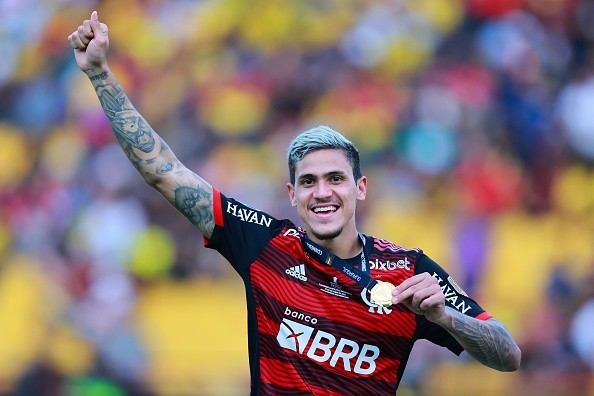 Pedro en festejo de Copa Libertadores. Getty.