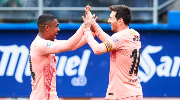 Malcom, junto a Messi, en un partido entre Barcelona y Eibar de 2019 (Getty Images)