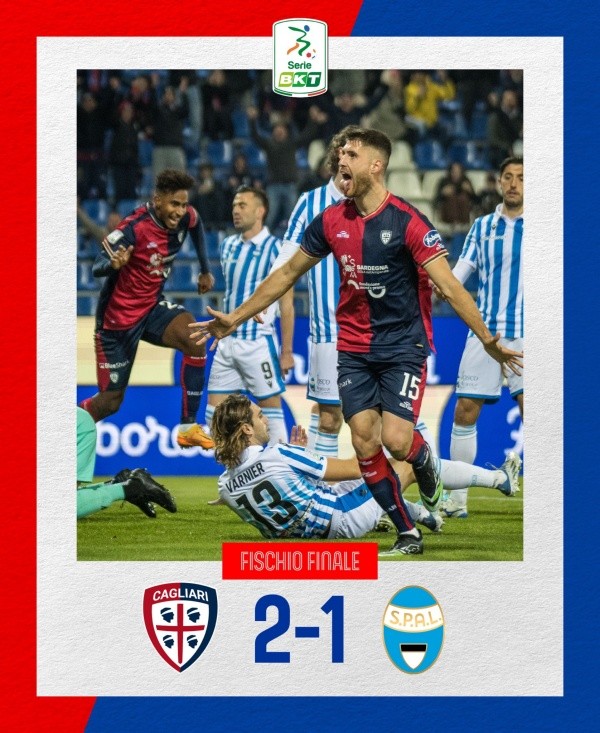 Modena venció al Cagliari de Gianluca Lapadula en la Serie B de Italia