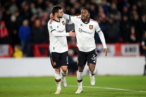 Manchester United en festejo de gol. Getty.