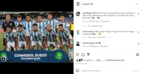 En mensaje de De Paul para uno de los cracks de la Sub-20.