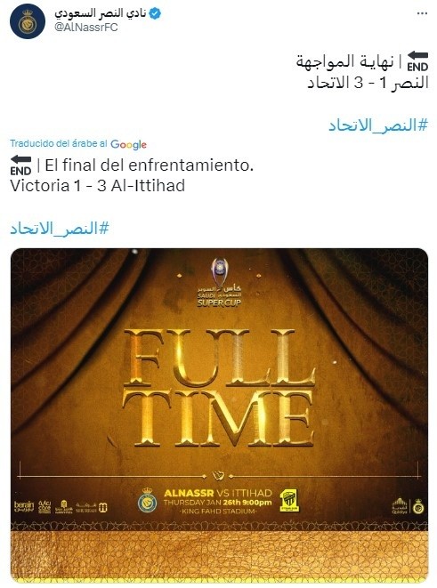 Al Nassr cayó 3 a 1 con el Al Ittihad