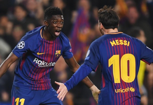 Ousmane Dembélé y Lionel Messi durante la época en la que coincidieron en Barcelona.