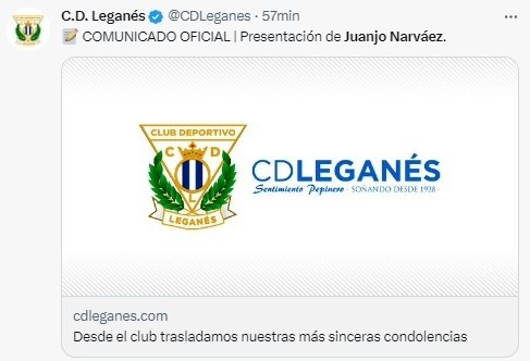 Leganés comunicó que suspendió la presentación de Juanjo Narváez.