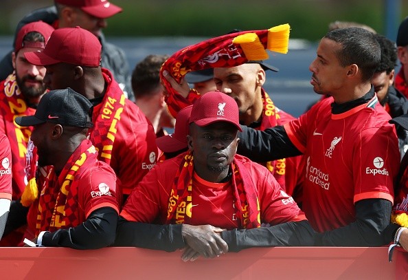 Sadio Mané en sus últimos festejos con Liverpool. Getty.