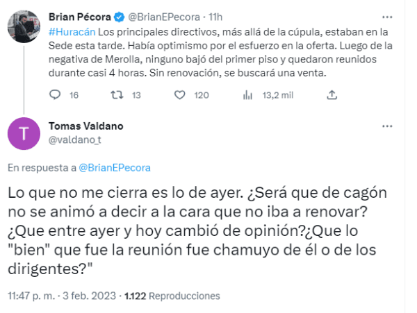 El enojo de los hinchas de Huracán con Merolla.