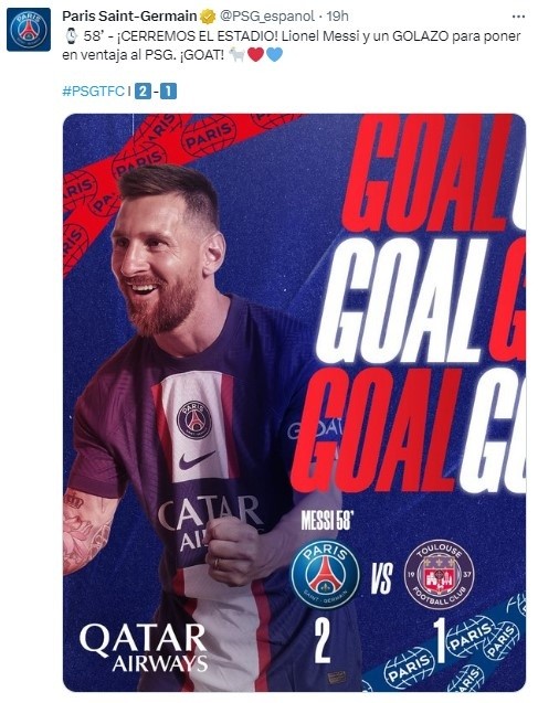 Lionel Messi le dio la victoria al PSG sobre el Toulouse con un golazo.