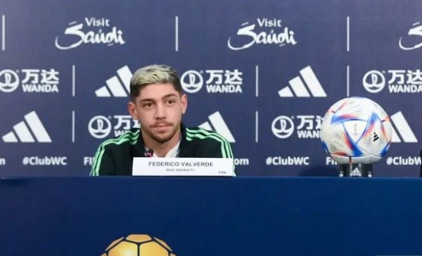 Federico Valverde en la conferencia de prensa previa al Real Madrid vs. Al Ahly. Getty Images