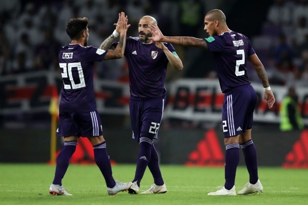 Casco y Pinola junto a Maidana en River. (Foto: Getty)
