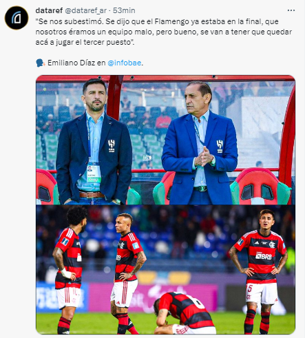 Emiliano Díaz y su chicana al Flamengo.