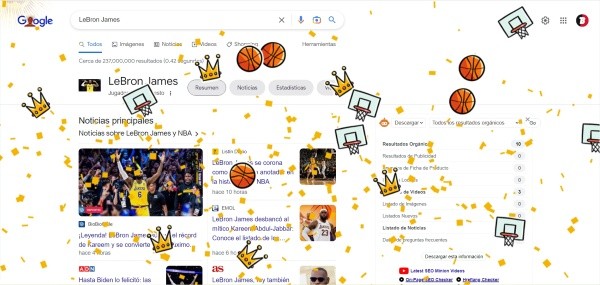 El tributo hacia LeBron James desde Google (Captura de Pantalla)