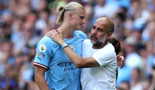 Erling Haaland y Pep Guardiola: Getty 