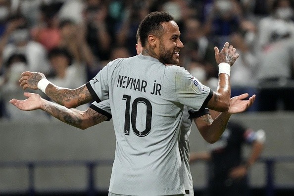 Neymar en festejo de gol con PSG. Getty.