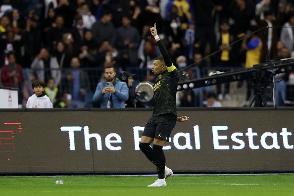 Mbappé en festejo de gol. Getty.