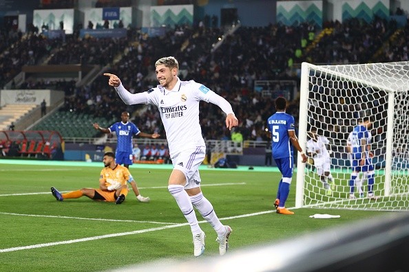 El uruguayo Federico Valverde anotó dos goles en la victoria del Madrid | Foto: Getty Images