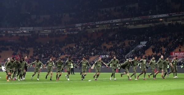 La celebración del Milan tras el triunfo sobre Torino 1 a 0. Getty Images