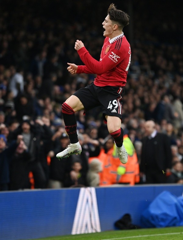 Alejandro Garnacho en la celebración de su gol vs. Leeds United. Getty Images.