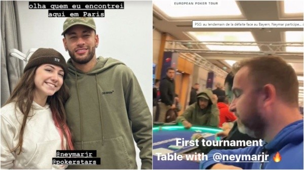 Postagens revelam a presença de Neymar no poker (Fotos: Reprodução instagram)