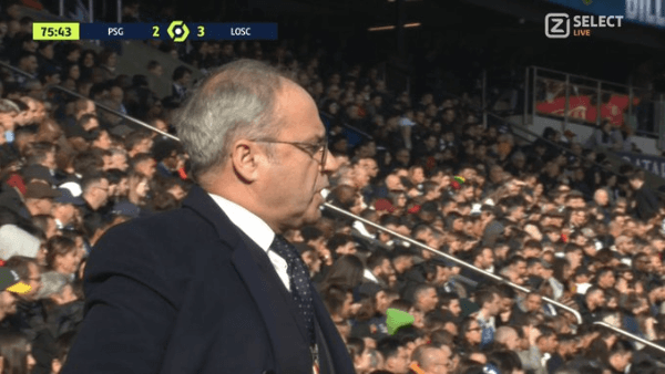 Luis Campos durante el PSG vs. LOSC.