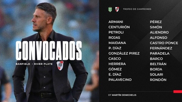 Los convocados de River. (Foto: Prensa River)