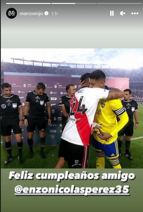 Marcos Rojo le dedicó una historia a un referente de River.
