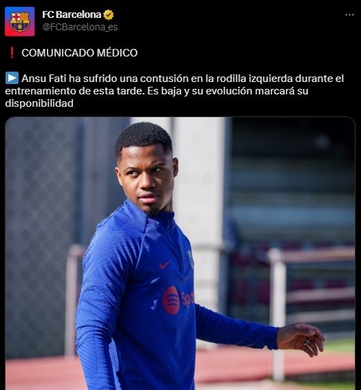 Barcelona informó la lesión de Ansu Fati