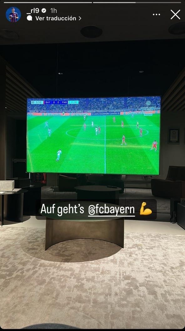 Robert Lewandowski&#039;s IG post supporting Bayern Munich against PSG.