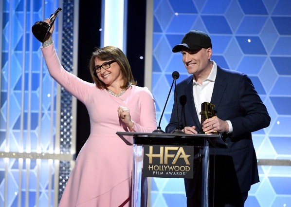 Victoria Alonso con Kevin Feige, presidente de Marvel. (Getty Images)