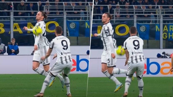 La jugada de la polémica en el Inter de Milán vs. Juventus. Captura de transmisión oficial de la Serie A.