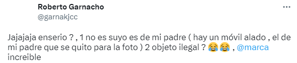 La publicación de Roberto Garnacho en Twitter.