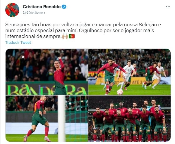 Cristiano Ronaldo en sus redes. Twitter.