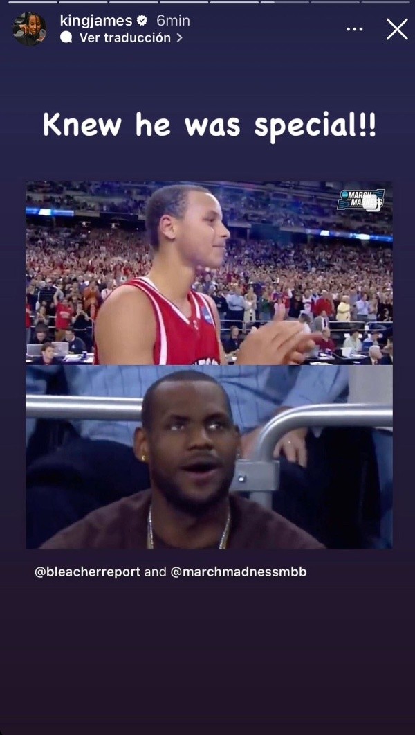 Mensaje de LeBron a Curry (Foto: Instagram / @kingjames)