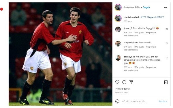 Nardiello y una publicación en Instagram. Getty.