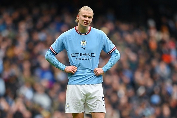 Haaland en juego con City. Getty.