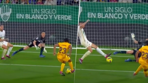 La situación que desaprovechó Jules Koundé en el Elche vs. Barcelona. 
    Captura de transmisión oficial.