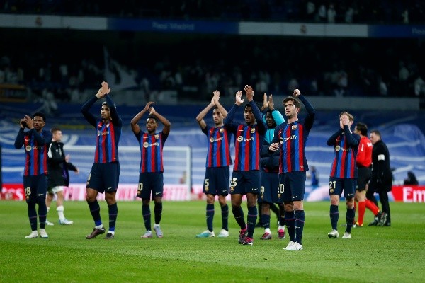 La celebración de Barcelona tras el 1 a 0 al Real Madrid en la ida de la Semifinal de la Copa del Rey. Getty Images