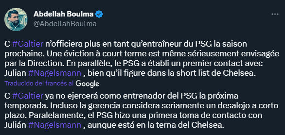 Nagelsmann, en contacto con PSG (Twitter @AbdellahBoulma)
