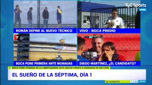 Arriba a la izquierda mostraban una foto de Riquelme con otro buzo.