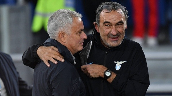 Mourinho y Sarri, entrenadores de Roma y Lazio, respectivamente (IMAGO / Emmefoto)
